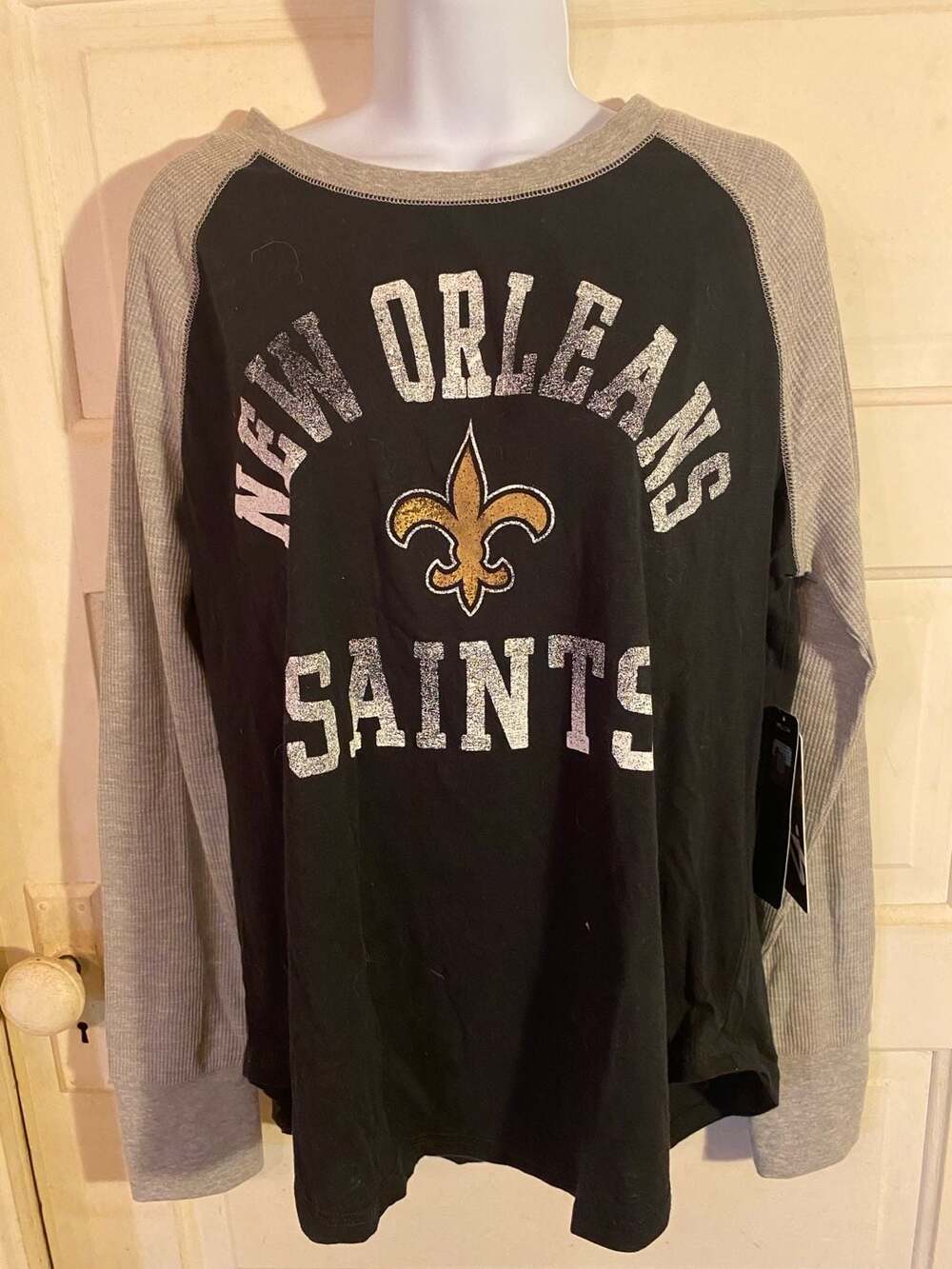 Women's G-III 4Her by Carl Banks New Orleans Saints Waffle Knit Raglan Long Slee